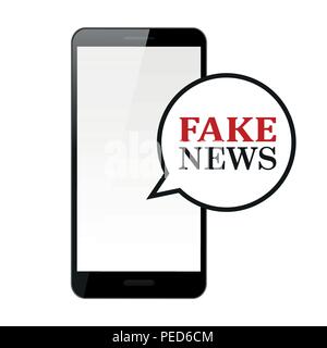 Fake news bulle dans un téléphone mobile illustration vecteur EPS10 Illustration de Vecteur