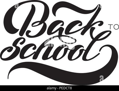 Retour à l'école main letterins illustration vecteur bannière fond blanc. Illustration de Vecteur