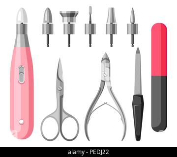 Ensemble d'outils de manucure. Illustration de Vecteur