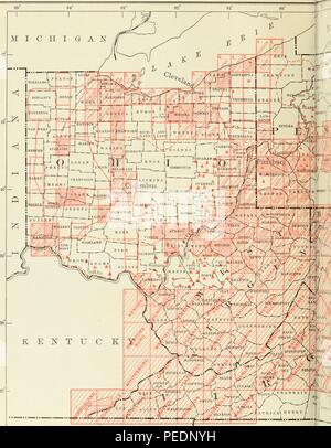 Site de l'Ohio, avec des parties de Virginie, Virginie-Occidentale, et en Pennsylvanie, avec des traces rouges pour indiquer les zones où des levés topographiques ont été réalisés, 1905. Avec la permission de Internet Archive. () Banque D'Images