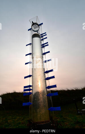 Otto Leege chemin, sentier éducatif, pluviomètre, Juist, Parc National de la mer de Wadden, Basse-Saxe, Allemagne, l'île de la Frise Orientale Banque D'Images