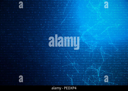 Illustration 3D code numérique sur fond bleu. Les données chiffrées, d'un tel code. Banque D'Images