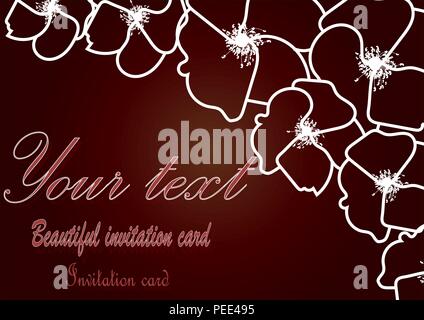 Carte Vintage floral avec les contours. Fleurs de Sakura. Illustration de Vecteur