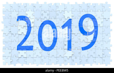 Les casse-tête assemblé comme nouveau numéro de l'année 2019, rendu 3D, version inexacte Banque D'Images