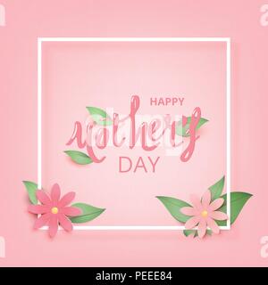 Happy Mother's Day Card carrés de fleurs. Vector Illustration. Illustration de Vecteur