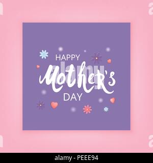 Happy Mother's Day Bannière Carré de coeurs et de fleurs. Vector Illustration. Illustration de Vecteur