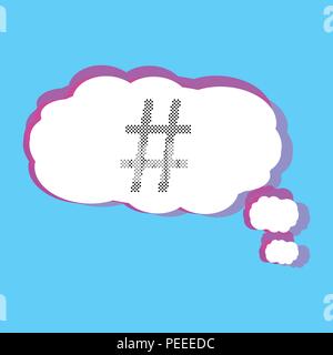 Hashtag demi-teinte signe avec bulle isolée. Aberration chromatique Glitch effet à la mode. Pour l'élément de design graphique - blog, médias sociaux, bannière, Illustration de Vecteur