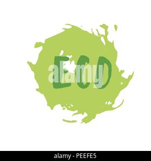 Eco hand drawn vector badge. Logo manuscrite des modèles. Pour l'élément de design graphique - bannière, affiche, flyer, tag, menu. Illustration de Vecteur