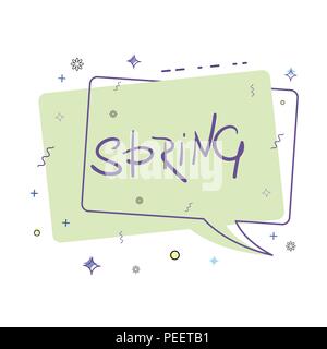 Lettrage de printemps sur la théorie géométrique des bannière. Memphis style. Élément essentiel pour la conception graphique. Vector illustration. Illustration de Vecteur