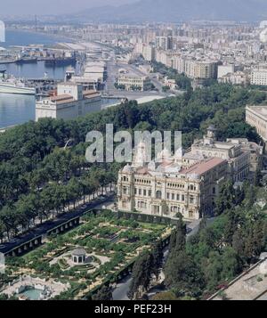 VISTA DESDE EL MIRADOR DE GIBRALFARO-mairie-PARQUE-PUERTO. Emplacement : l'extérieur, l'Espagne. Banque D'Images