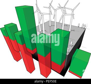 Ferme éolienne et abstrait schéma d'affaires Illustration de Vecteur