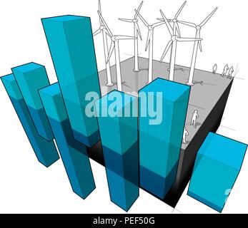 Ferme éolienne et abstrait schéma d'affaires Illustration de Vecteur