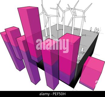 Ferme éolienne et abstrait schéma d'affaires Illustration de Vecteur