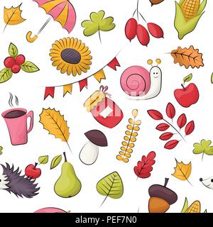 Thème de la saison d'automne. Modèle sans couture. Répéter pour l'arrière-plan, textile, emballage papier peint. Vector illustration. Illustration de Vecteur