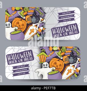 Bannière d'Halloween ensemble. Vector illustration design horizontal. Illustration de Vecteur