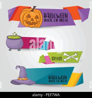 Bannière d'Halloween ensemble. Vector illustration design horizontal. Illustration de Vecteur