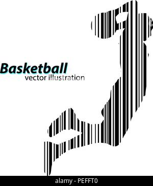 Silhouette d'un joueur de basket-ball et un code à barres. Illustration de Vecteur