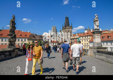 Le pont Charles à Prague, République Tchèque Banque D'Images