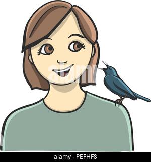 Un petit oiseau m'a dit heureux, vector Illustration de Vecteur