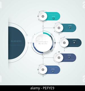 Illustration vecteur de l'information avec étiquette cercle arrière-plan. Utiliser pour la présentation des données, brochure, modèle de page, graphique ou diagramme, schéma de l'étape. Info Illustration de Vecteur