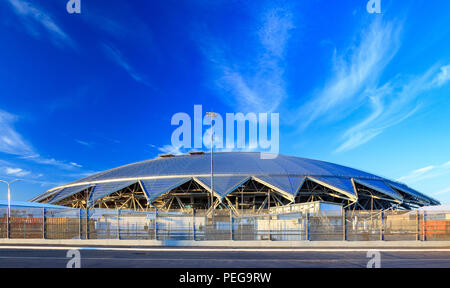 Samara, Russie, le 10 août 2018. Le nouveau stade pour le championnat du monde 2018 de football (le football). Banque D'Images