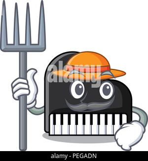 Caractère cartoon style piano agriculteur Illustration de Vecteur