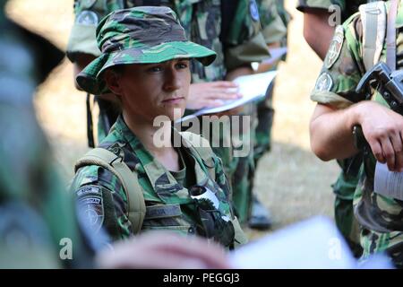 Des soldats de l'armée portugaise affectés au bataillon de manœuvre de la réserve tactique de la KFOR participent au pèlerinage de la Vierge Noire à l'église de la Vierge Noire à Letnica, au Kosovo. Les soldats prient et observent les cérémonies honorant la Fête catholique de l'Assomption de Marie. Le pèlerinage met en lumière la participation multinationale, le respect interreligieux, l'observance religieuse, la préservation culturelle, la pratique cérémonielle, travail d'équipe et présence opérationnelle. Les unités du MNBG-East et de la KFOR perpétuent des traditions de longue date au Kosovo. Banque D'Images