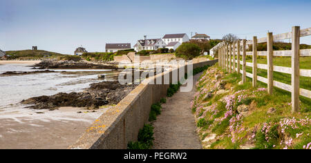 Royaume-uni, Pays de Galles, Anglesey, Rhoscolyn, chemin Bord de mer, vue panoramique Banque D'Images