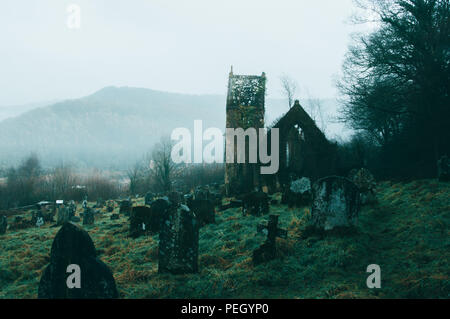 Les ruines de l'église St Marys, Tintern, vallée de la Wye. Banque D'Images