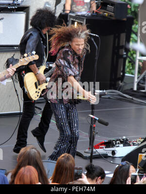 New York, NY, USA. Août 15, 2018. Steve Tyler d'Aerosmith à effectuer une série de concerts de Citi sur aujourd'hui à 30 Patinoire Rockefeller à New York. 15 août 2018 Crédit : Rw/media/Alamy Punch Live News Banque D'Images