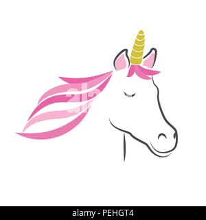 Belle tête de licorne couleur rose illustration vecteur EPS10 Illustration de Vecteur