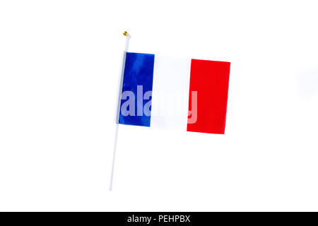 Drapeau français isolé sur fond blanc. Banque D'Images