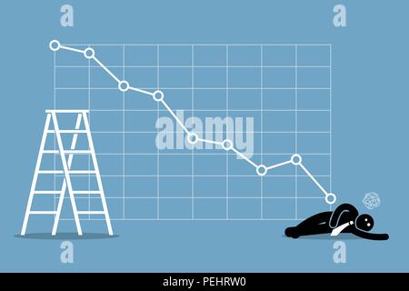 Les images vectorielles dépeint l'échec financier, marché boursier baissier, mauvaises ventes, perte d'entreprise, et de l'investissement perdu. Illustration de Vecteur