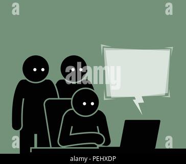 Elles sont l'observation, l'écoute, et de se concentrer sur l'actualité, de l'information, ou vidéo depuis Internet. Illustration de Vecteur