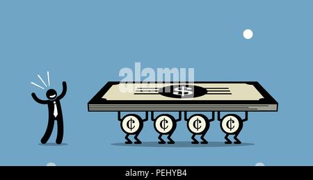 Les images vectorielles dépeint un homme utilise son argent à travailler pour lui. Concept illustration représentent smart business investir investisseurs son investissement w Illustration de Vecteur