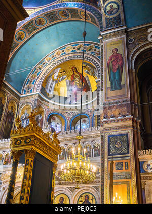 Cathédrale Métropolitaine de l'Annonciation, Mitropoli. Metropoleos square. Athènes, Grèce. Banque D'Images