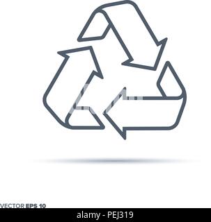 Flèches de recyclage sur l'icône de la ligne du vecteur. Symbole d'un comportement responsable. Illustration de Vecteur