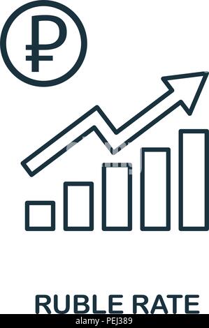 Augmentation du taux de rouble icône graphique. Mobile apps, d'impression et plus d'utilisation. L'élément simple à chanter. Augmentation du taux de Rouble monochrome icône graphique illustration. Illustration de Vecteur