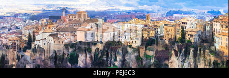 La ville de Cuenca impressionnant,vue panoramique,Espagne. Banque D'Images