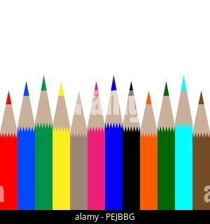 Crayons multicolores sur fond blanc vector Illustration de Vecteur