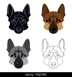 ,Animaux,race,dessin,chien,berger allemand,brun,tête,illustration,logo,isolé,long,mammal,museau,animal,signer,essence,museau,symbole,vecteur vecteurs vecteur, web , Illustration de Vecteur