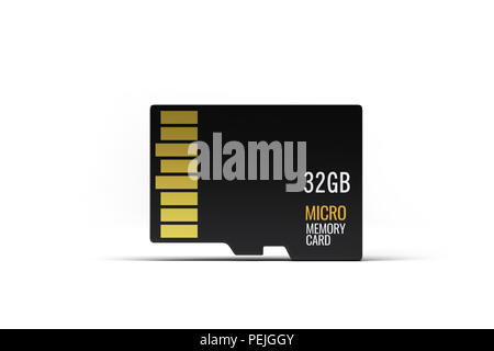 Qualité Hi carte mémoire micro SD réaliste sur fond blanc. Isolé sur blanc. Banque D'Images