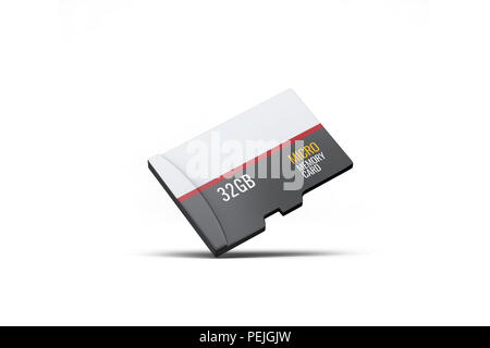 Qualité Hi carte mémoire micro SD réaliste sur fond blanc. Isolé sur blanc. Banque D'Images