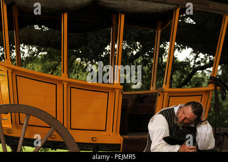 Coachman et calèche à Colonial Williamsburg, Virginie, États-Unis Banque D'Images