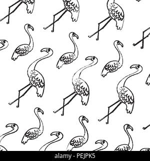 Grunge background animal oiseau flamand exotiques Illustration de Vecteur