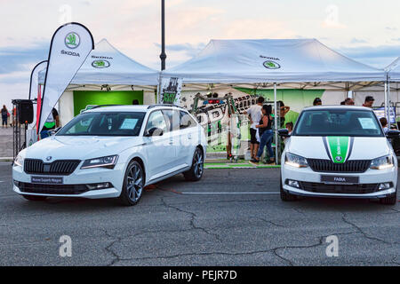 Rome, Italie - 21 juillet 2018:à l'occasion du rallye de Rome, l'exposition de moteur pièce nouvelles voitures modèles dans Rome en extérieur stand Skoda . Banque D'Images