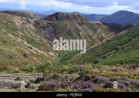 Vue sur le Shropshire Hills, Moulin à carder de vallée à long Mynd. Angleterre, Royaume-Uni Banque D'Images