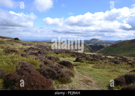 Vue sur le Shropshire Hills, Moulin à carder de vallée à long Mynd. Angleterre, Royaume-Uni Banque D'Images