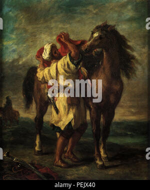 Selle son cheval arabe, Delacroix, Eugène Banque D'Images