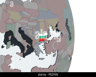 Bulgarie Le globe politique intégré avec drapeau. 3D illustration. Banque D'Images